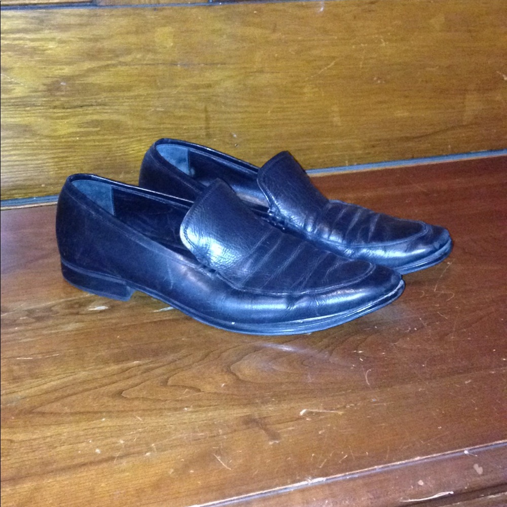 Ferragamo Men's Shoes 10 Black Leather Loafers